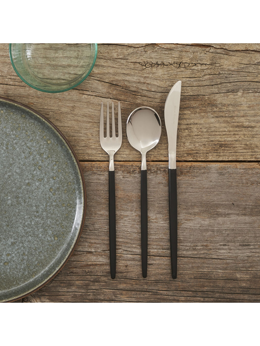 Siena 18 Parça 6 Kişilik Tatlı Çatal Kaşık Bıçak Seti Siyah