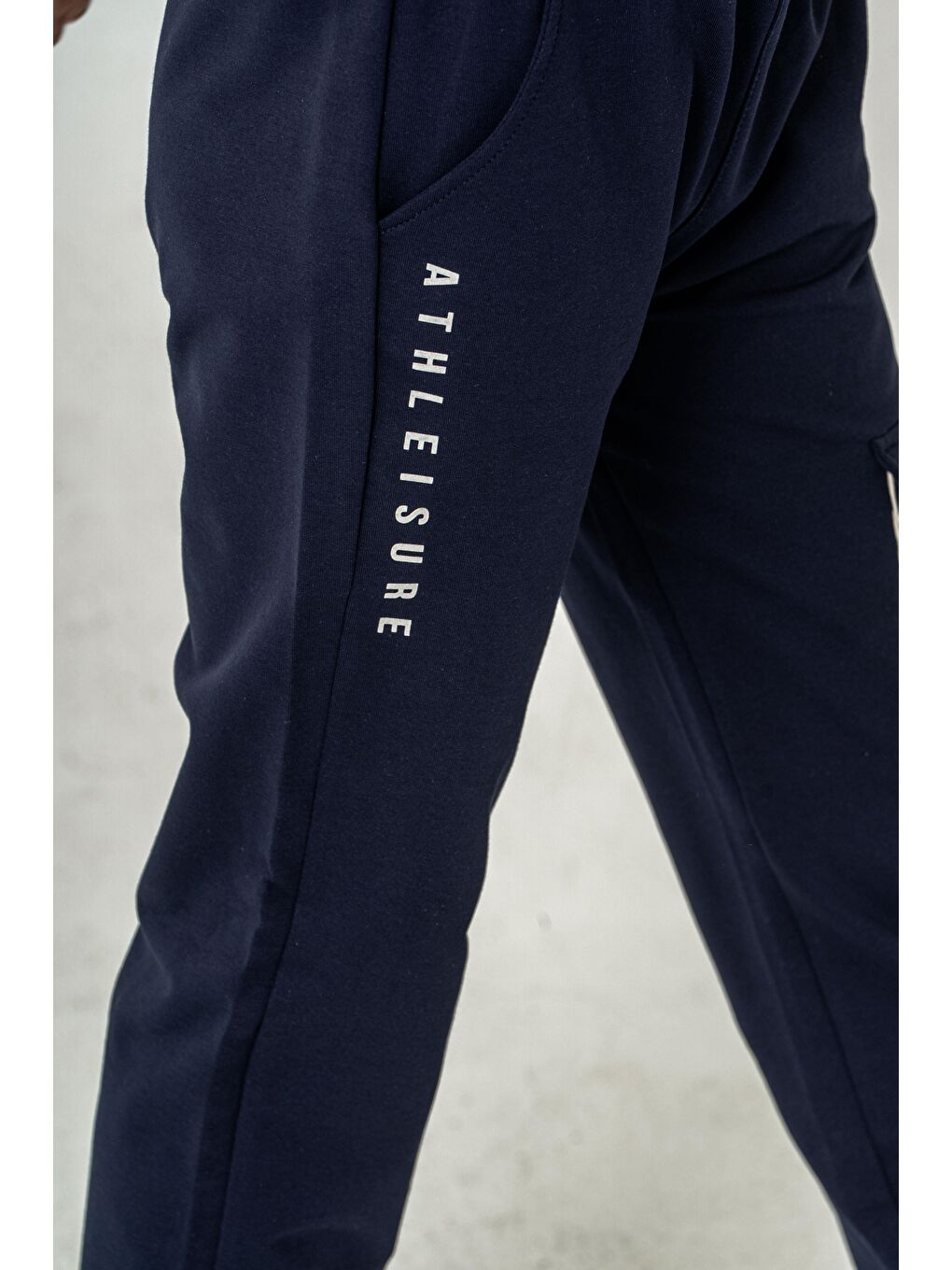 Lacivert Athleisure Baskılı Kargo Cepli Erkek Çocuk Eşofman Altı-6