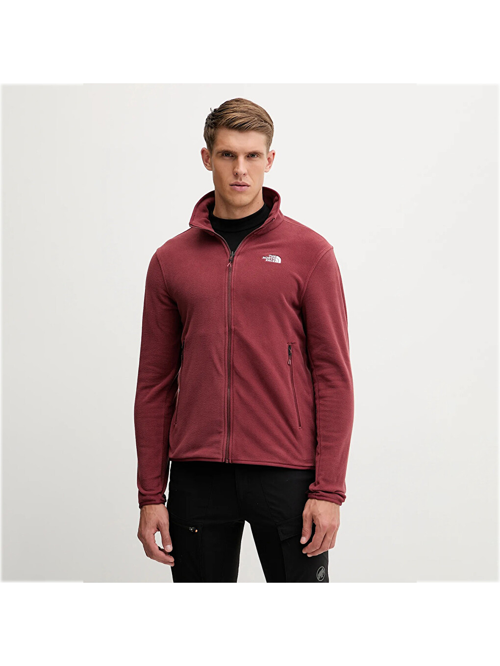 Glacier Fleece Erkek Kırmızı Dik Yaka Fermuarlı Sweatshirt