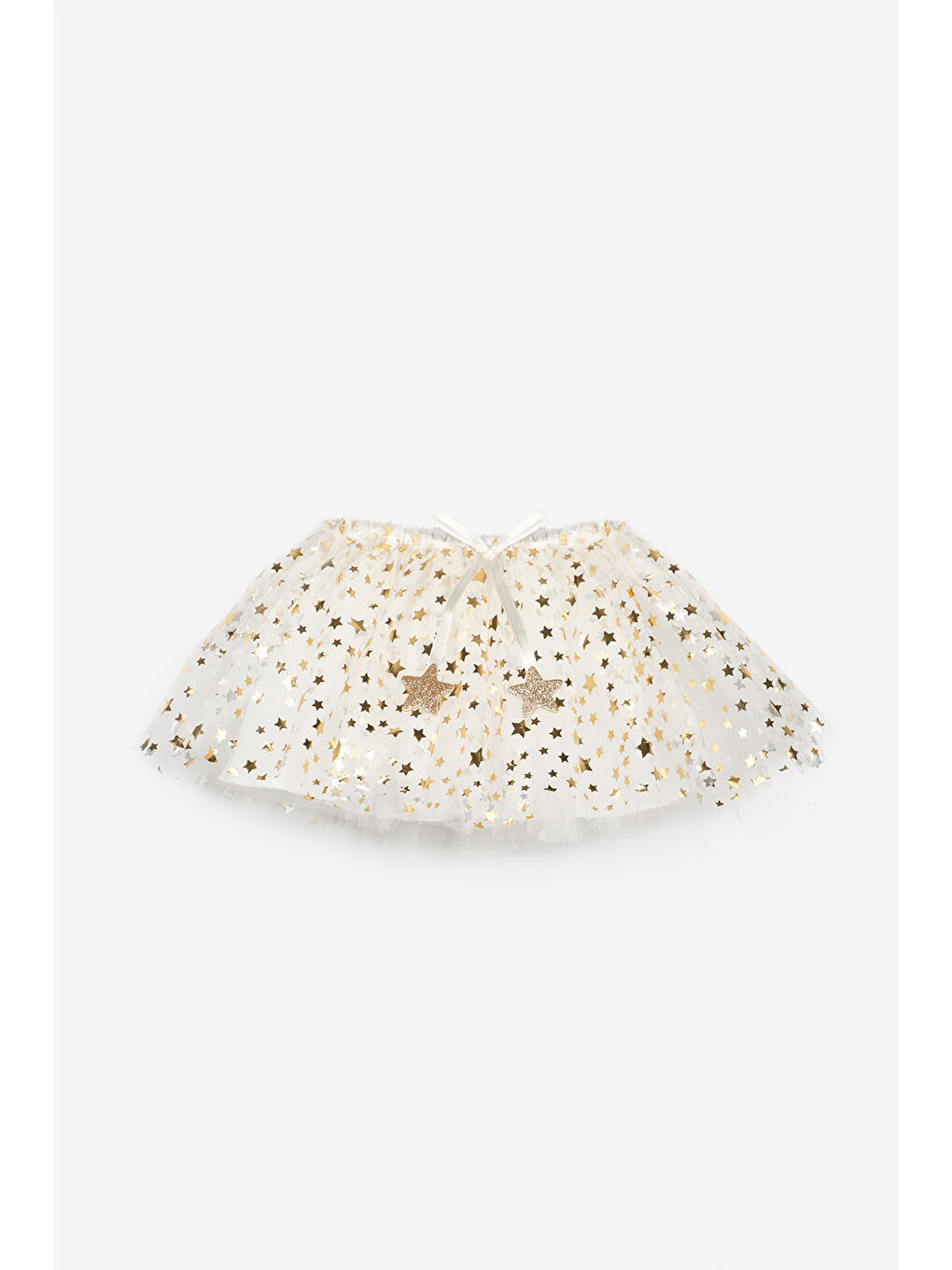 Beyaz Yıldızlı Fiyonk Detaylı Kız Çocuk Tül Etek - Aster-4