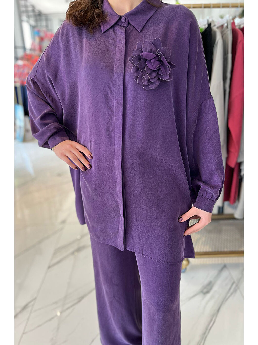 Gül Aksesuar Detay Takım 1064 Mor-1