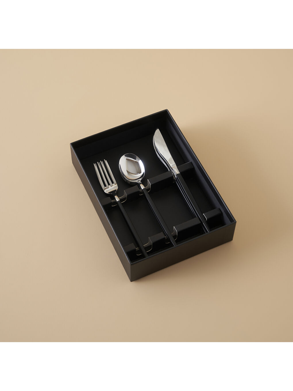 Siena 18 Parça 6 Kişilik Tatlı Çatal Kaşık Bıçak Seti Siyah-2