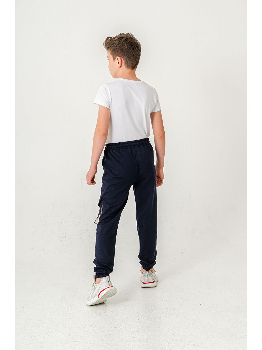 Lacivert Athleisure Baskılı Kargo Cepli Erkek Çocuk Eşofman Altı-7