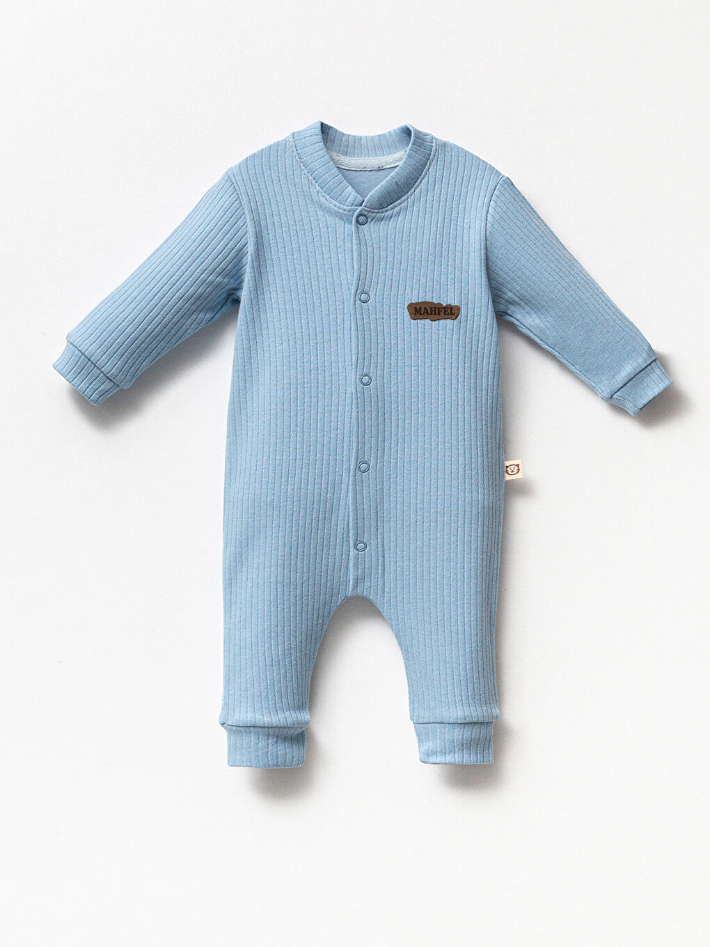 Mavi %100 Pamuklu Fitilli Bebek Tulum Salopet MAVİ-1