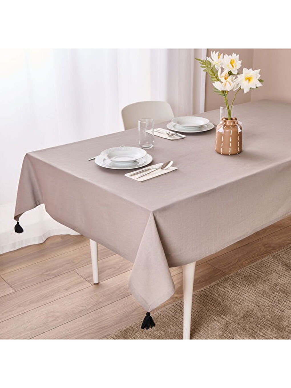 Antrasit Soft Anthracite Masa Örtüsü - Gri - 140x220 cm