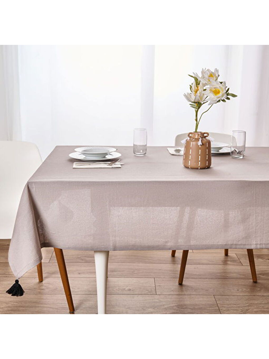 Antrasit Soft Anthracite Masa Örtüsü - Gri - 140x220 cm-3