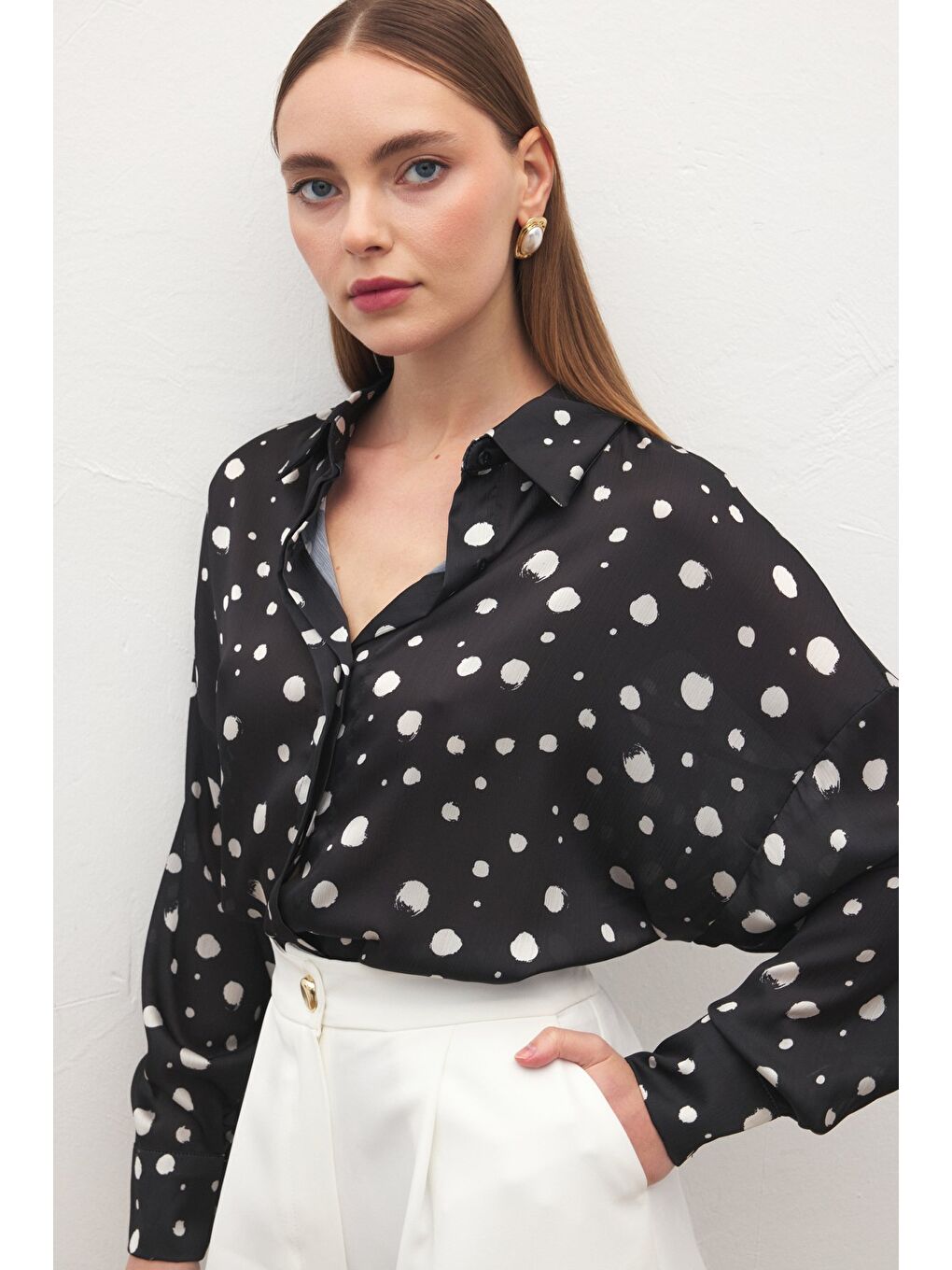 Puantiyeli Gömlek - Siyah-6