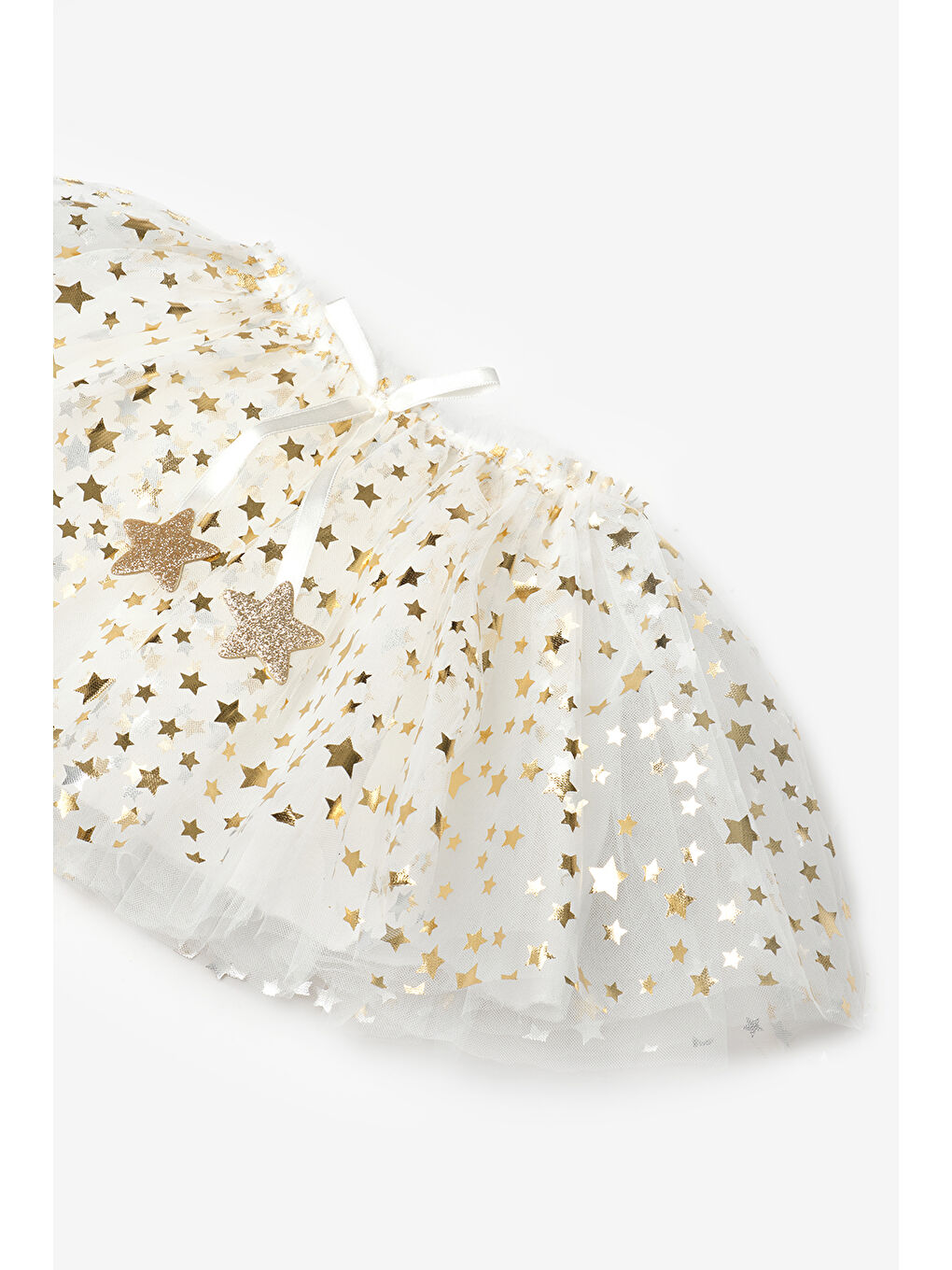 Beyaz Yıldızlı Fiyonk Detaylı Kız Çocuk Tül Etek - Aster-5