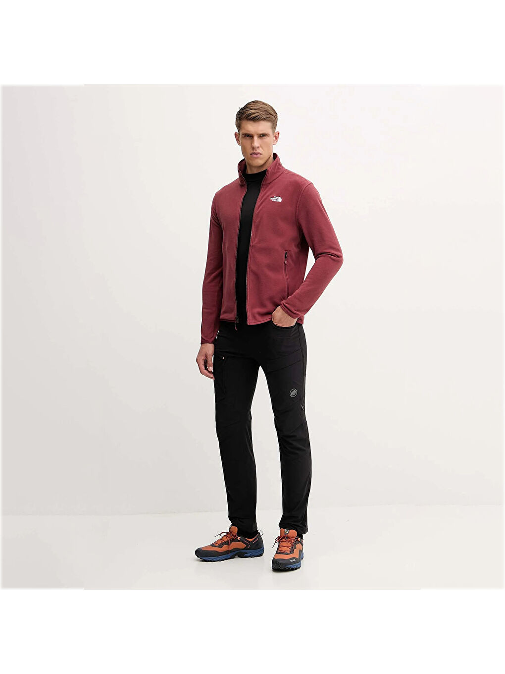 Glacier Fleece Erkek Kırmızı Dik Yaka Fermuarlı Sweatshirt-2