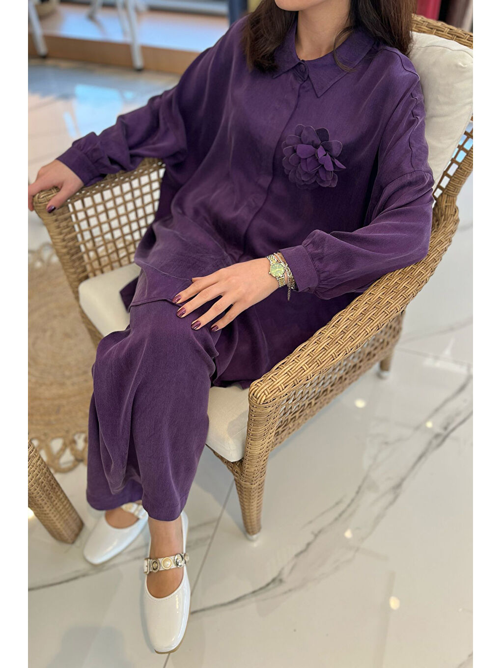 Gül Aksesuar Detay Takım 1064 Mor-3