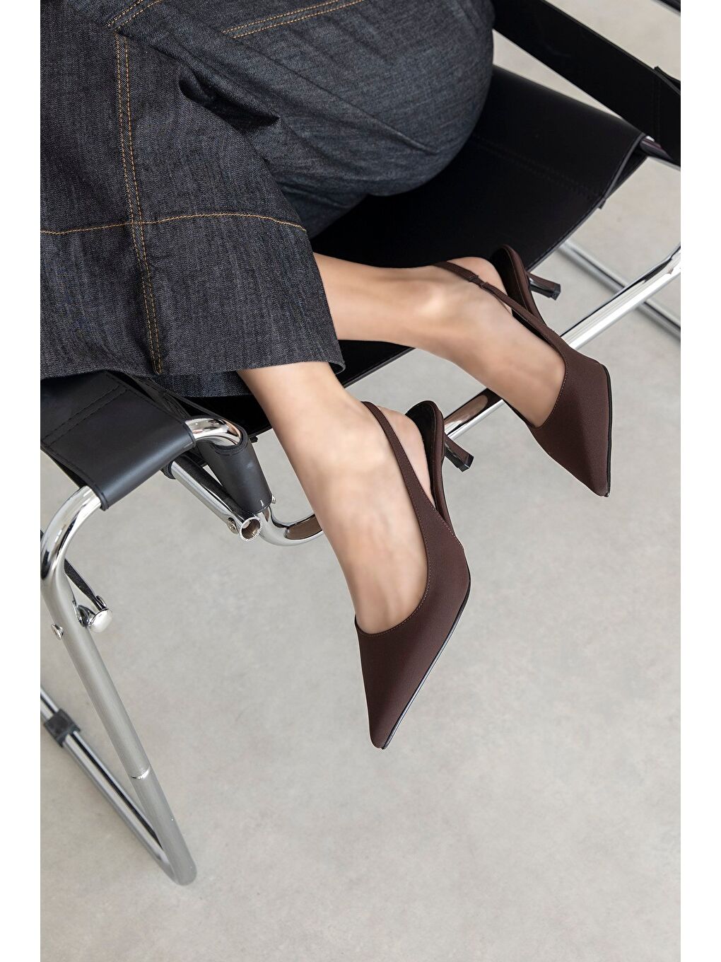 Kahverengi Molly  Kadın Topuklu Kumaş  Ayakkabı Kahve-1