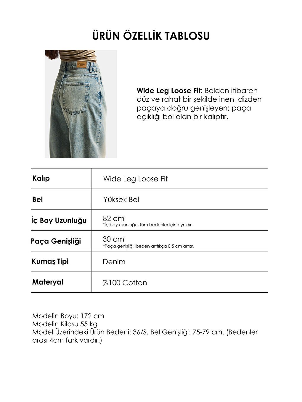 Mavi Kadın T.Kot Rengi 4s6-67 Wide Leg Loose Fit %100 Pamuk Denim Jean-3