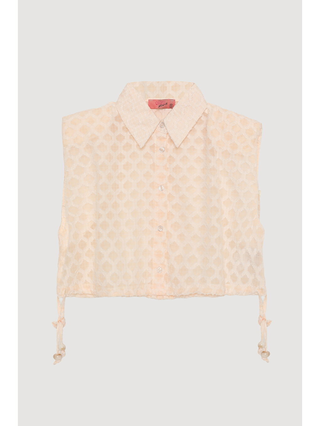 Düğmeli Dokulu Kolsuz Gömlek Ekru