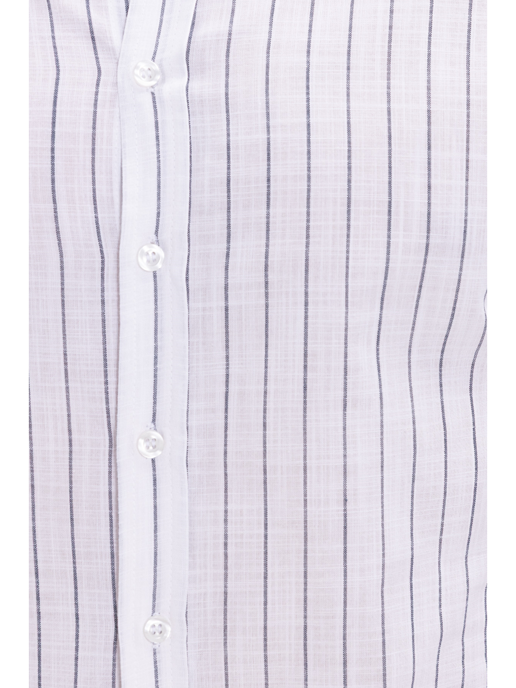 Lacivert Erkek Slim Fit Dar Kesim Uzun Kollu %100 Pamuk Keten Doku Çizgili Gömlek-2