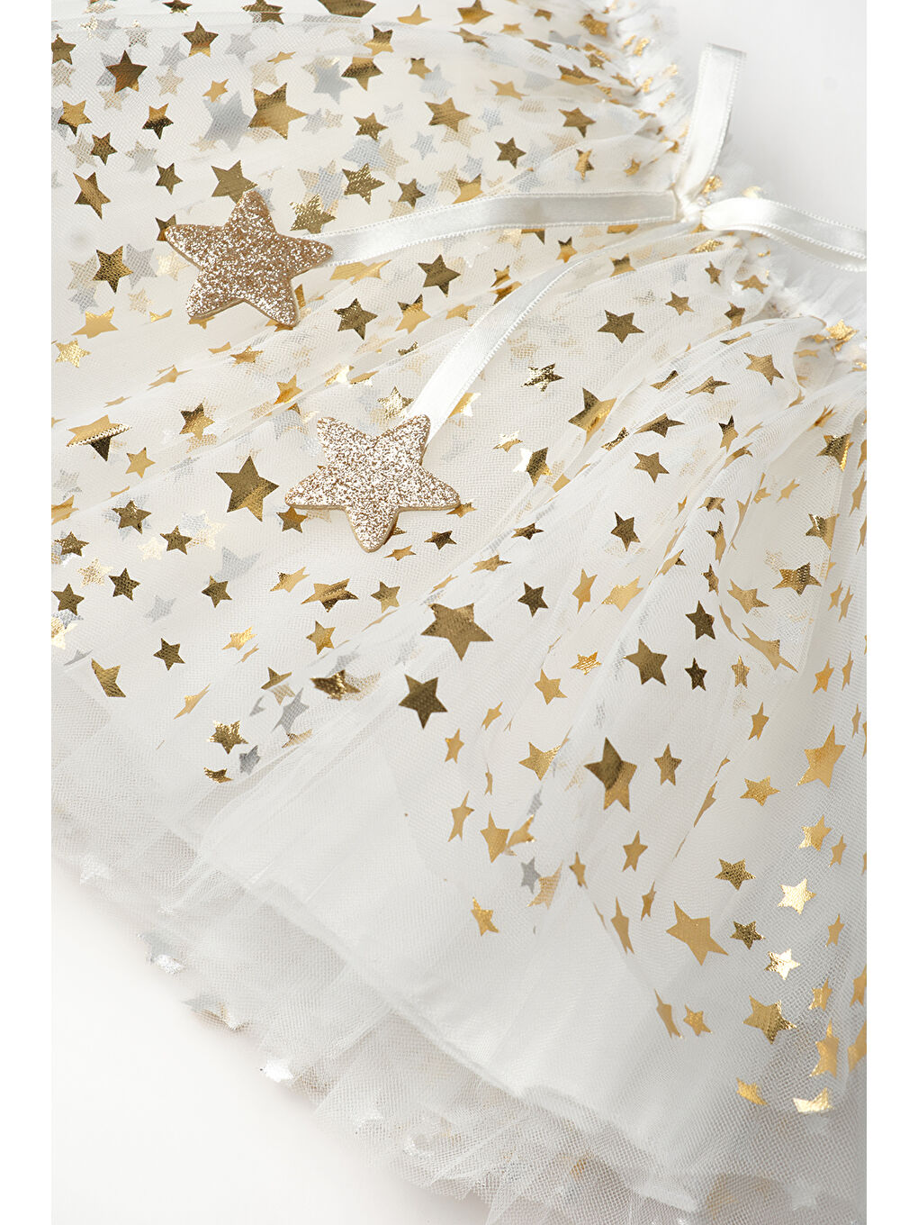 Beyaz Yıldızlı Fiyonk Detaylı Kız Çocuk Tül Etek - Aster-6