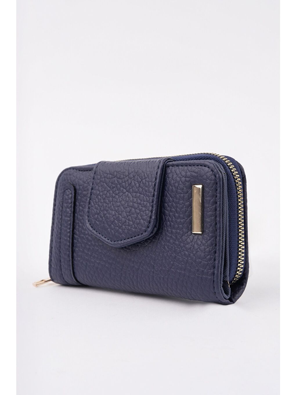 Lacivert CHEKO Bozuk & Kağıt Para Bölmeli Fermuarlı Kartlık Kadın Cüzdan-1