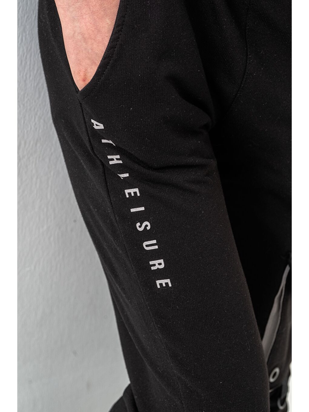 Siyah Athleisure Baskılı Kargo Cepli Erkek Çocuk Eşofman Altı-7