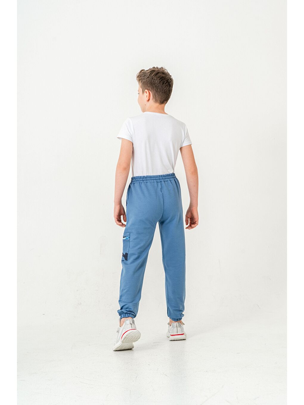 Mavi Kargo Cepli Cep Kamuflaj Baskılı Fermuarlı Erkek Çocuk Eşofman Altı-10