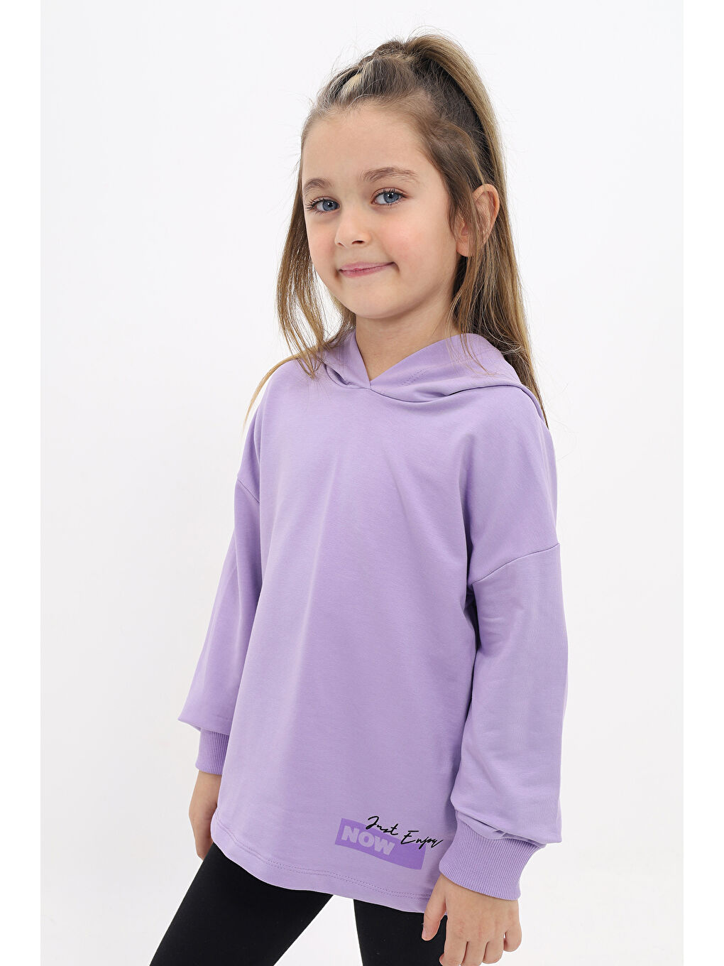 Lila Kız Çocuk Baskılı Sweatshirt-1