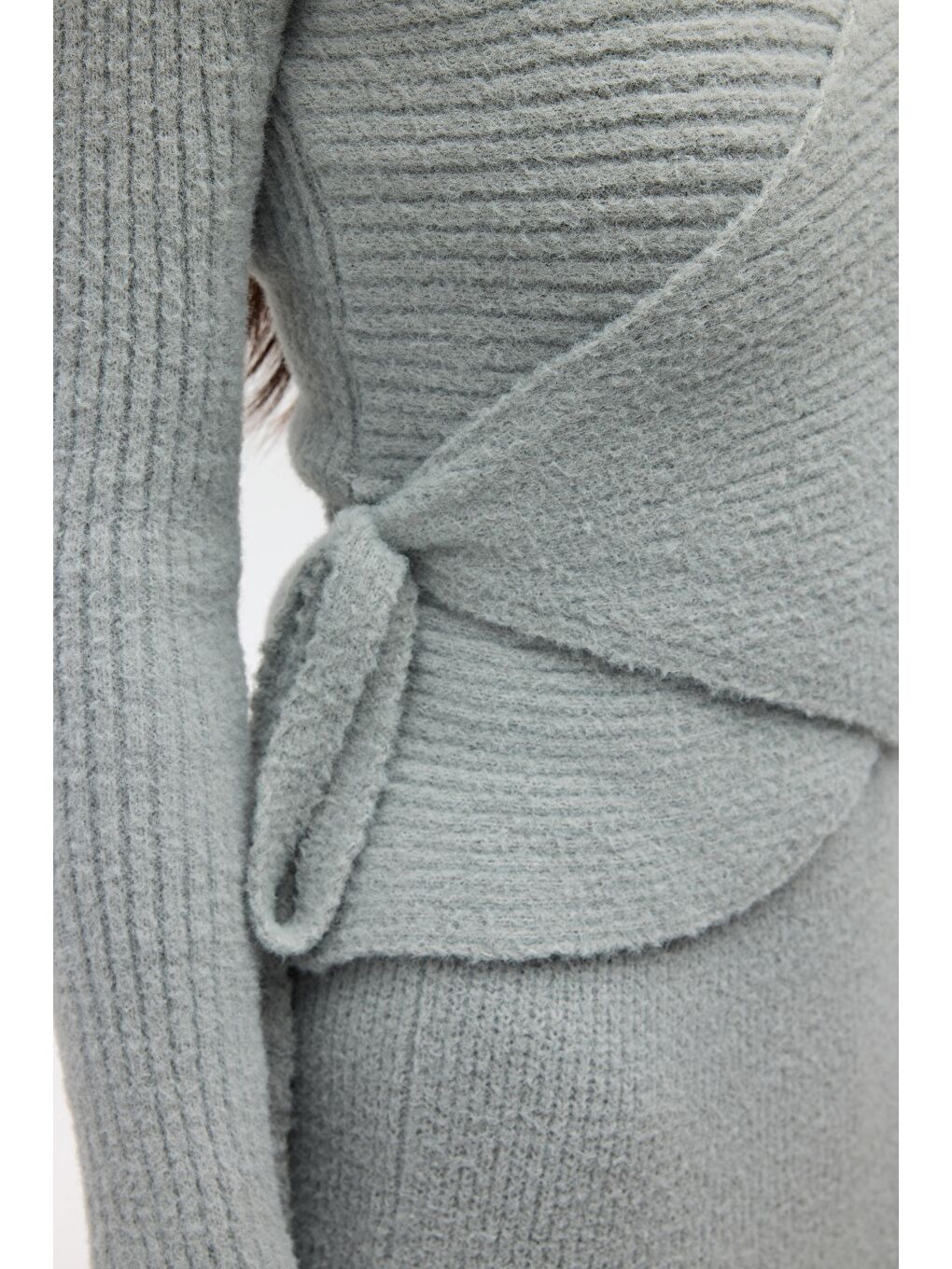 Fluff Bağlamalı Gri Üst-Etek Takım-7