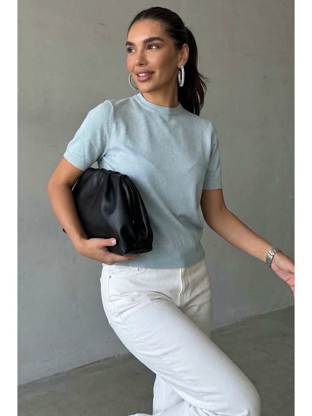 Mavi Bisiklet Yaka Kadın Triko Tişört Mg2703