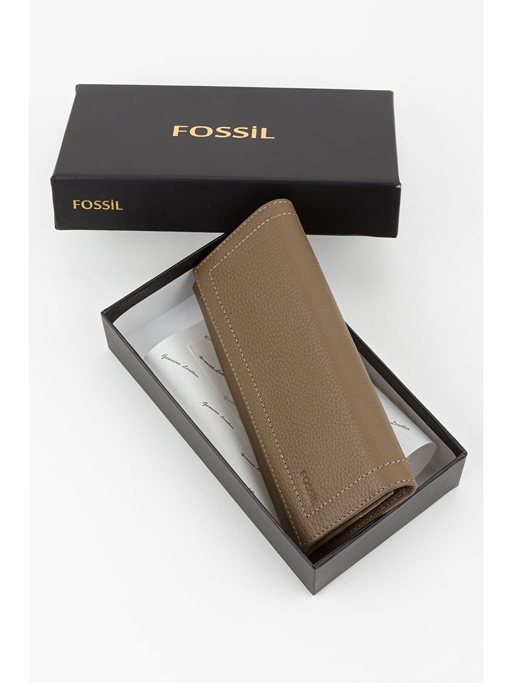 Bej Kutulu Hakiki Deri Kadın El Portföyü Uzun Cüzdan-5