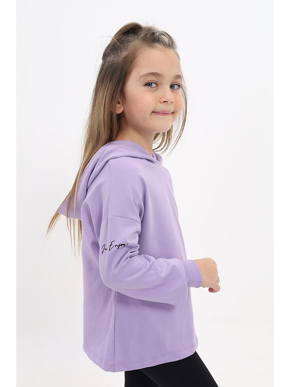 Lila Kız Çocuk Baskılı Sweatshirt-2