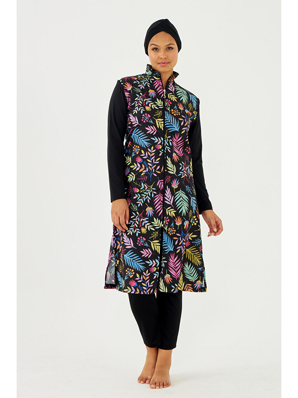 Büyük Beden Tam Kapalı Battal Tesettür Mayo 3429-249 Siyah03