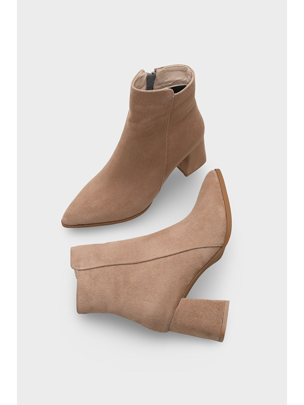 Bej Fannie Kadın Sivri Burun Vizon Bot-4