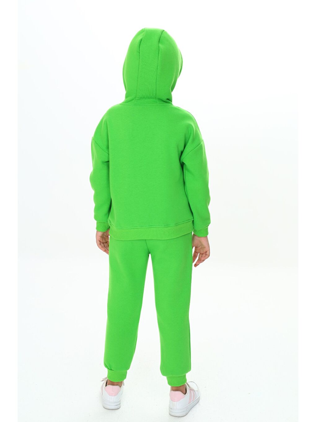 Yeşil Kız Çocuk Kapüşonlu Eşofman Takım-4
