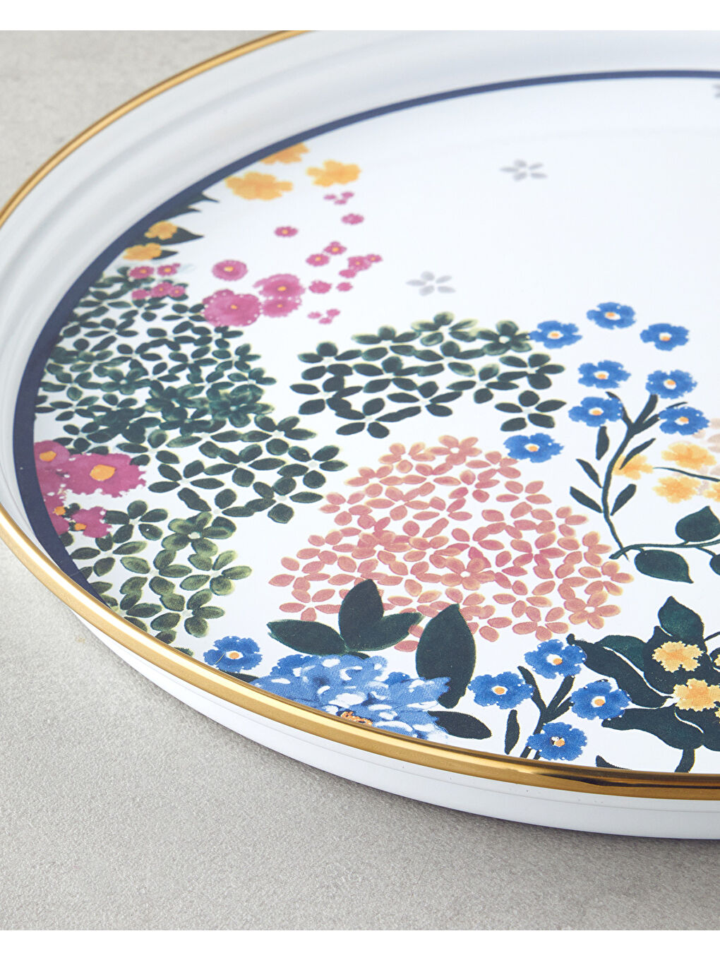 Beyaz Artistic Flower Emaye Tepsi 31 cm Renkli-2