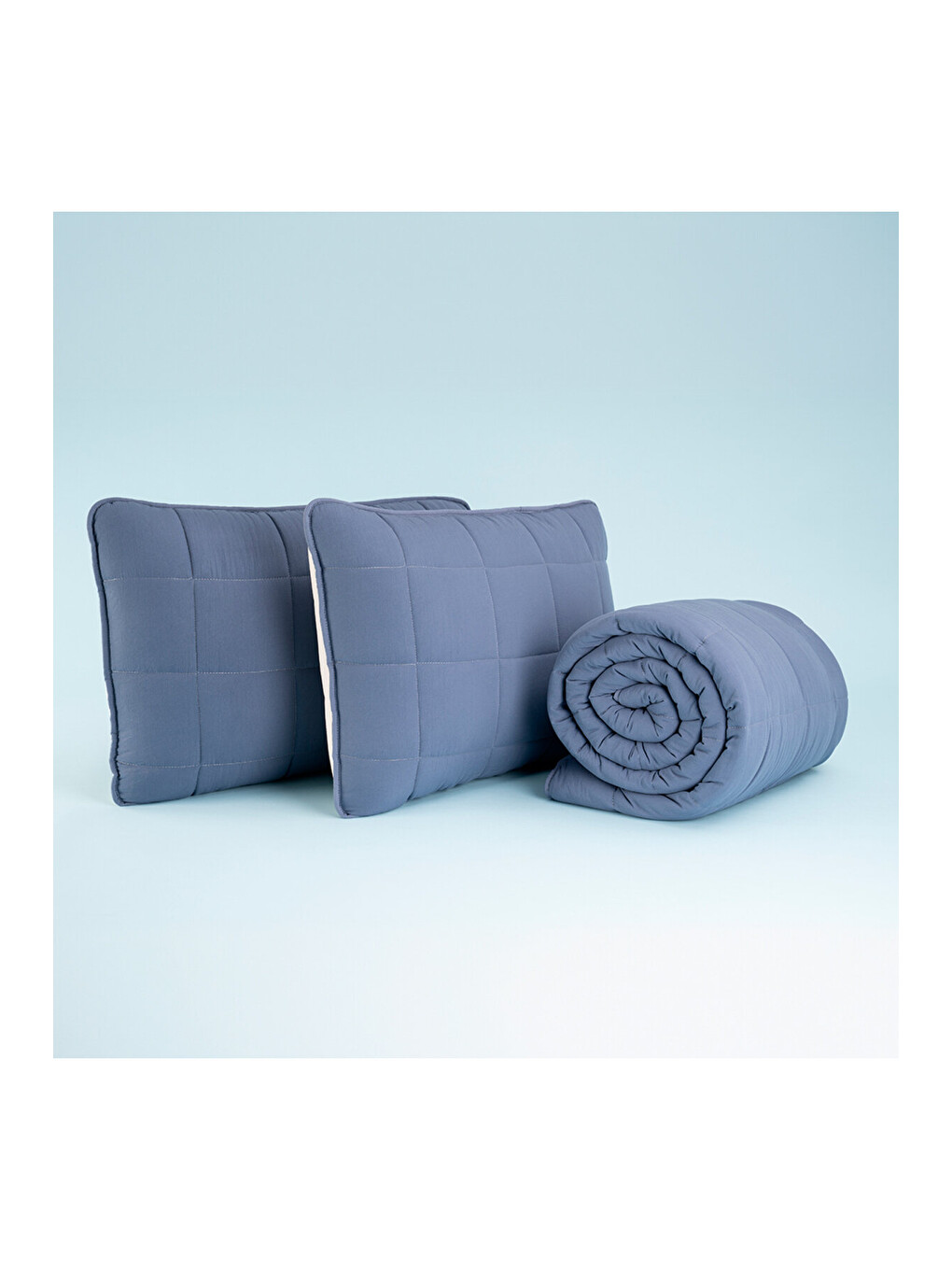 Lacivert Kullanımı Kolay Çift Kişilik Yastık Alezi Ve Yorgan Seti 220x240 Cm Denim - Egeo Life Serisi