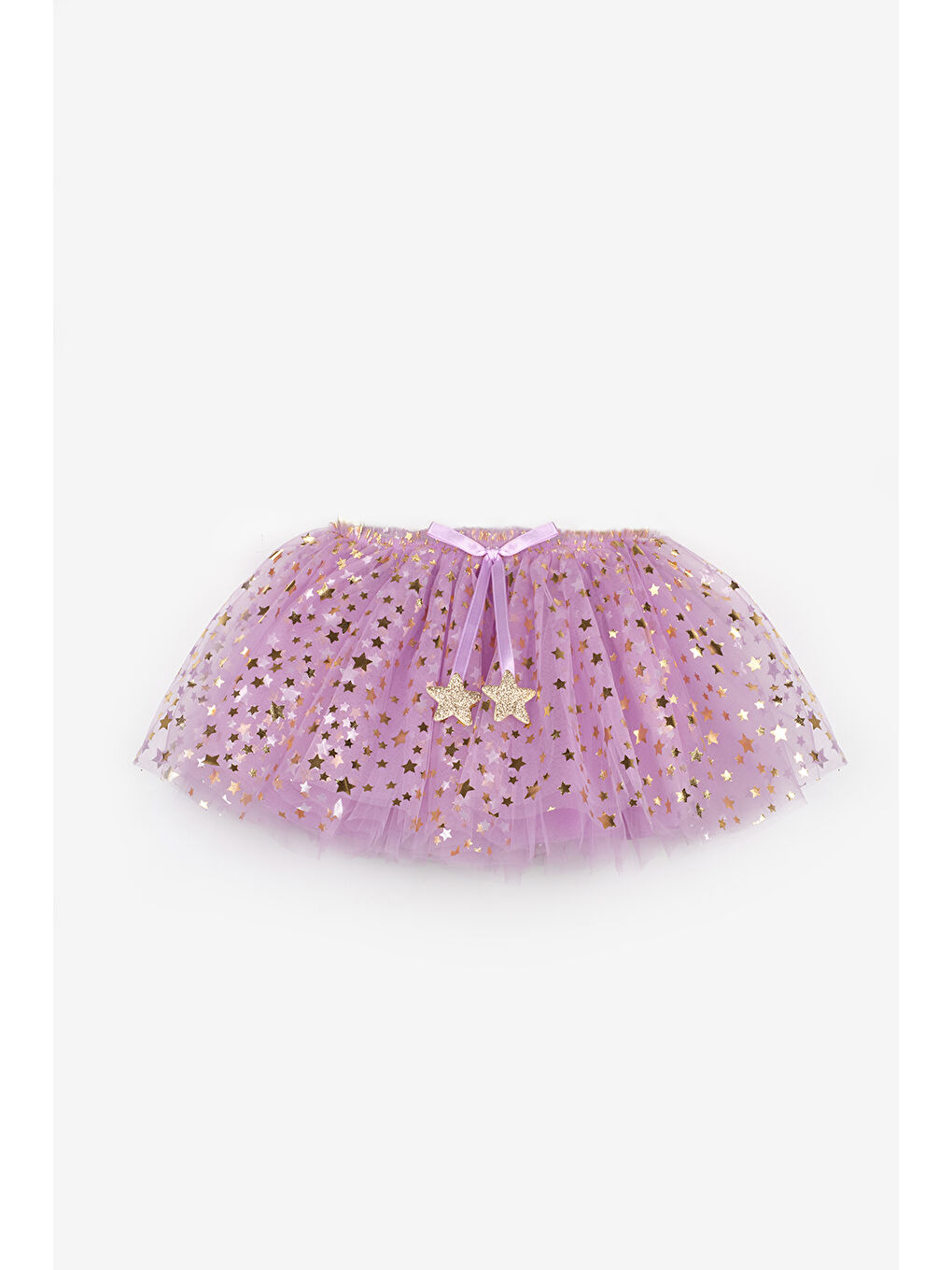 Lila Yıldızlı Fiyonk Detaylı Kız Çocuk Tül Etek - Aster-4