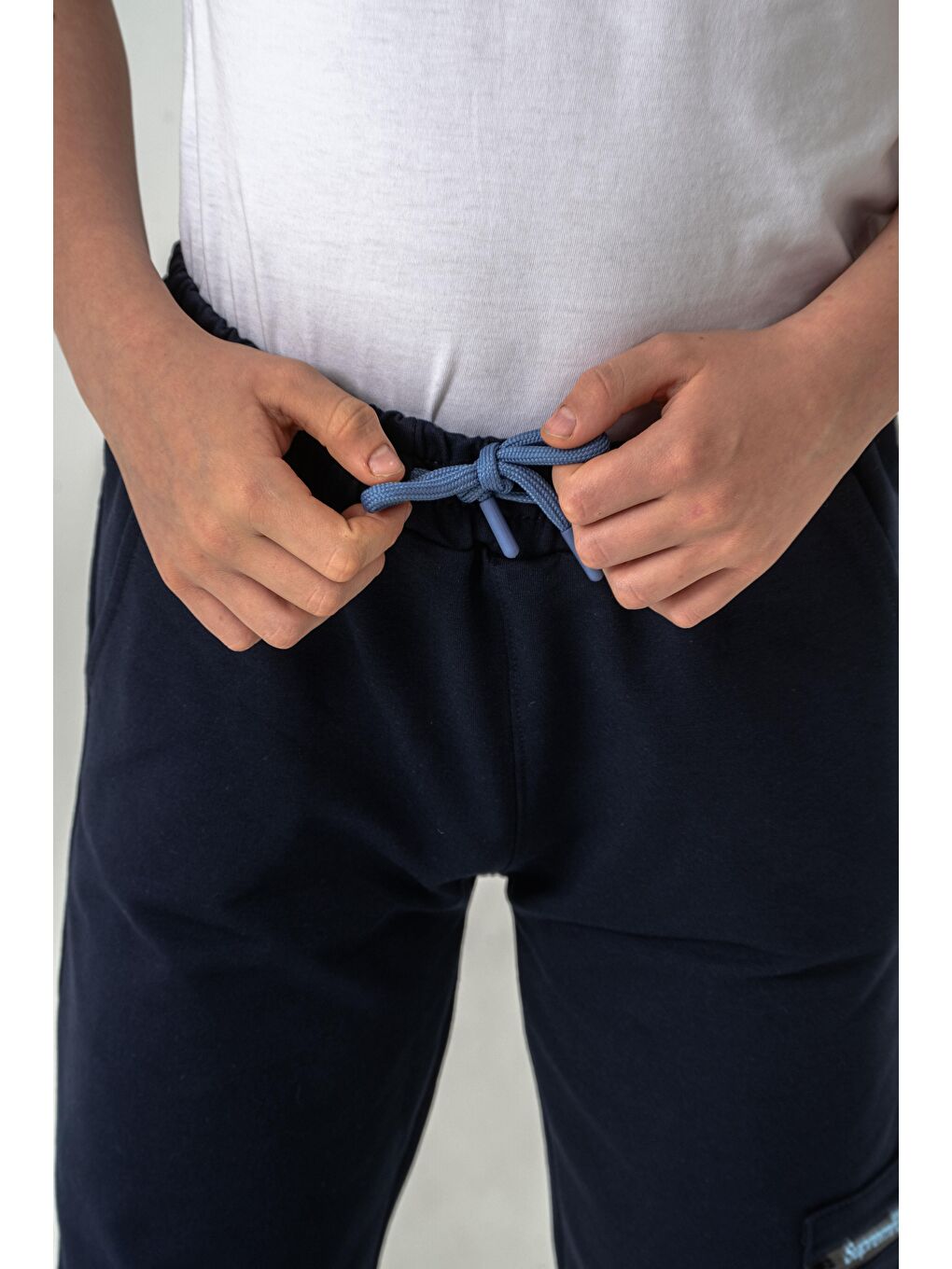 Lacivert Kargo Cepli Cep Kamuflaj Baskılı Fermuarlı Erkek Çocuk Eşofman Altı-7