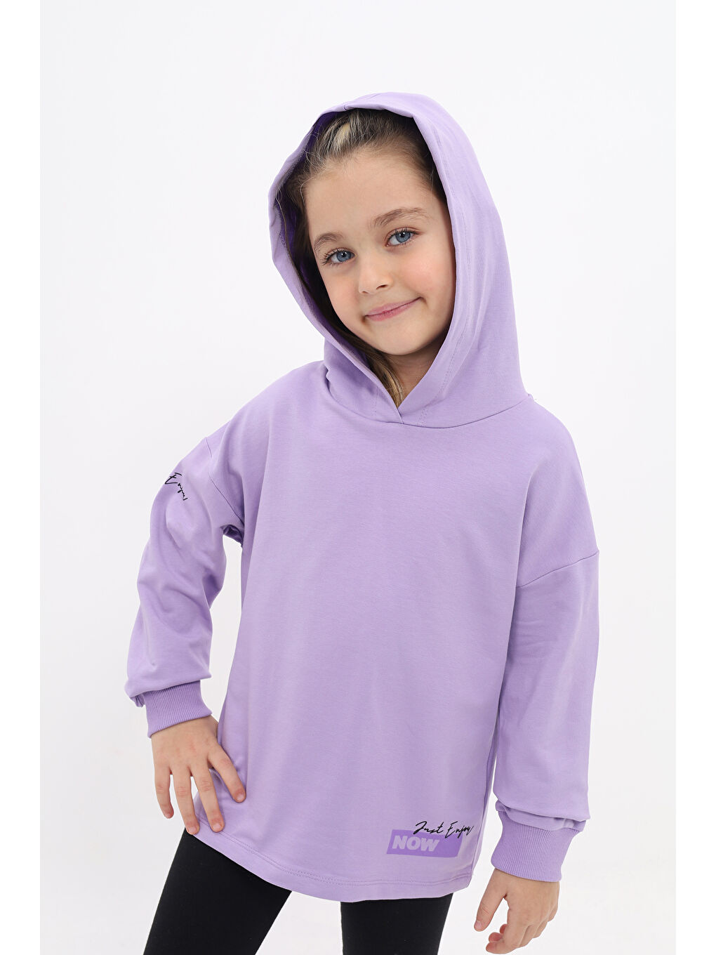 Lila Kız Çocuk Baskılı Sweatshirt-4