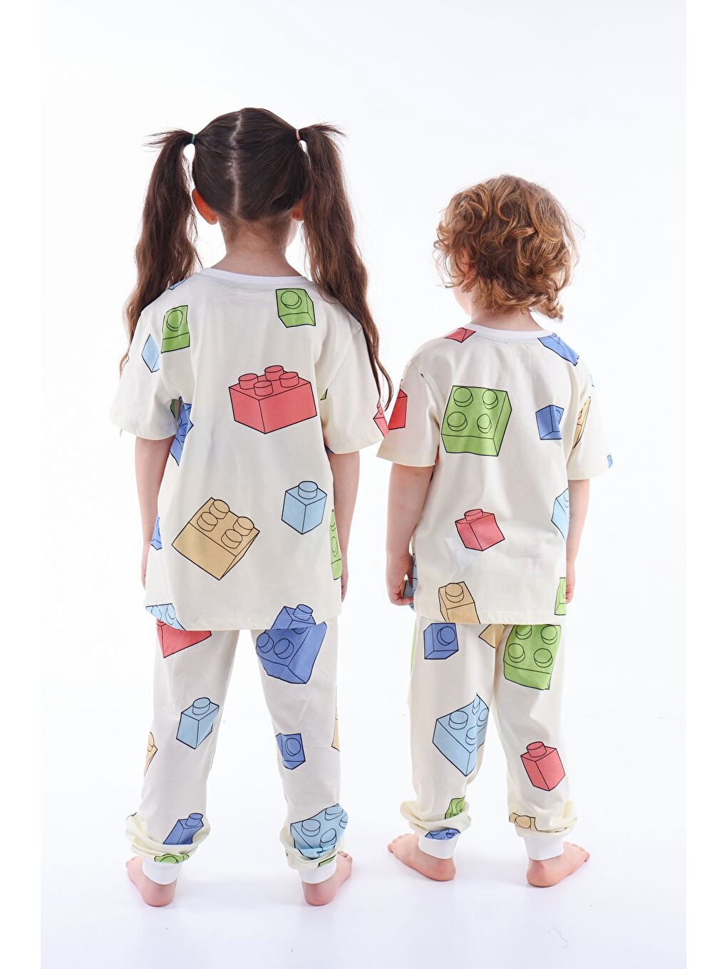 Pembe Renk Blokları Desenli Çocuk Pijama Takımı-3