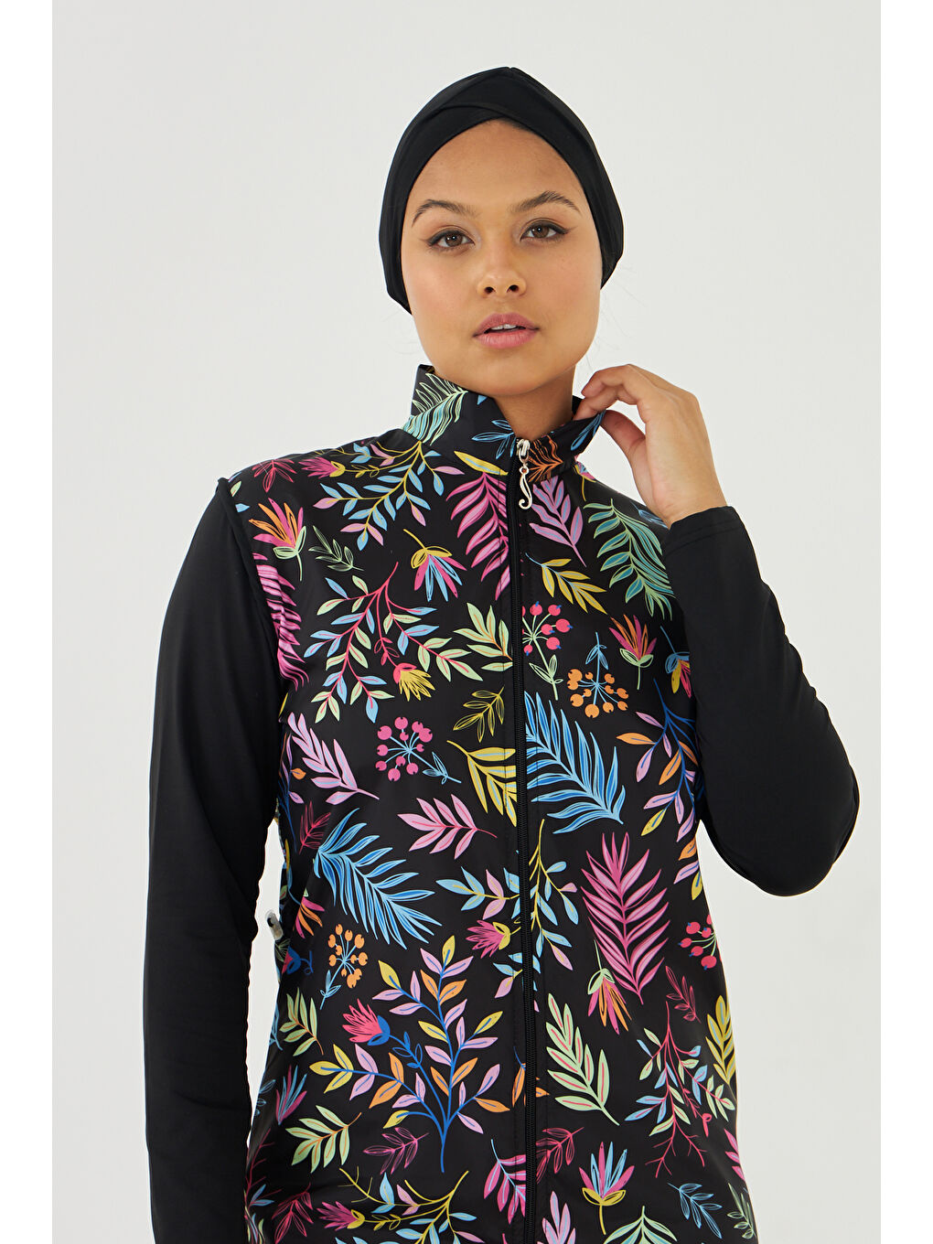 Büyük Beden Tam Kapalı Battal Tesettür Mayo 3429-249 Siyah03-1