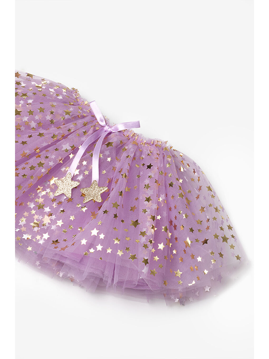 Lila Yıldızlı Fiyonk Detaylı Kız Çocuk Tül Etek - Aster-5