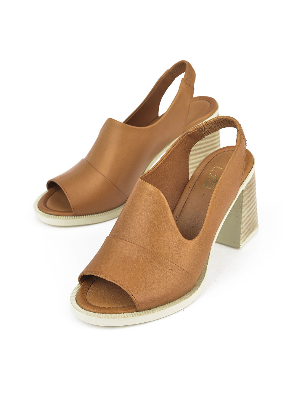 Kahverengi Kadın Hakiki Deri Topuklu Sandalet 151992Z54004 Taba-4