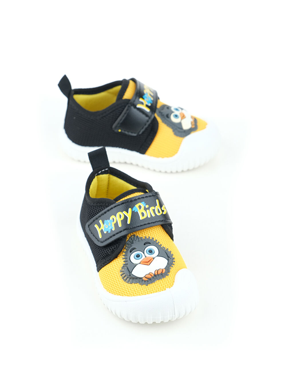 Siyah Yazlık Bebe Erkek Keten Happy Bird Cırt Cırtlı Ayarlanabilir Ayakkabı