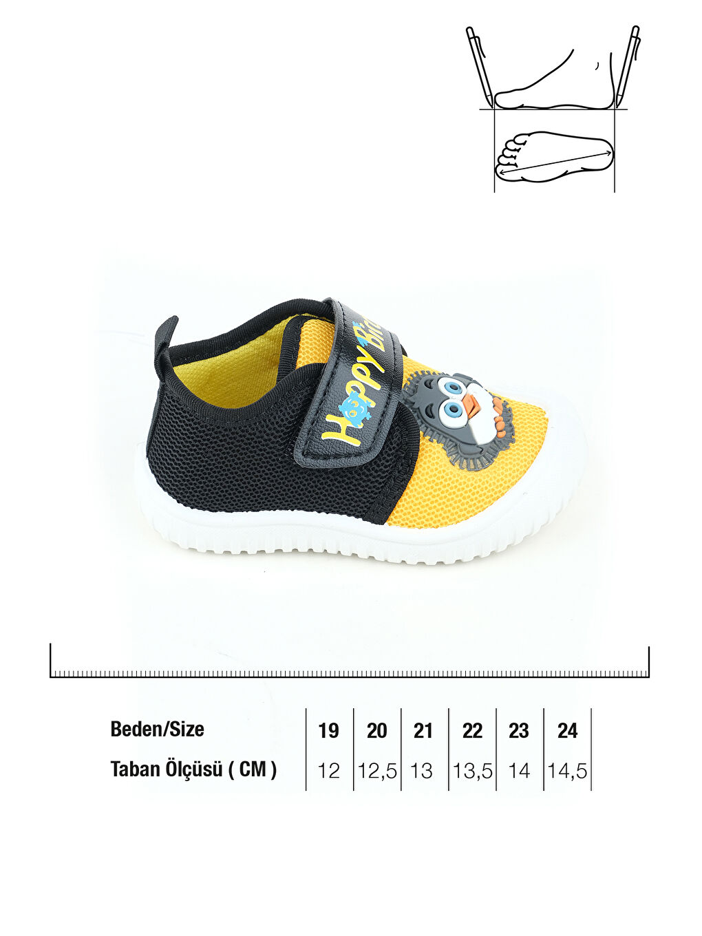 Siyah Yazlık Bebe Erkek Keten Happy Bird Cırt Cırtlı Ayarlanabilir Ayakkabı-1