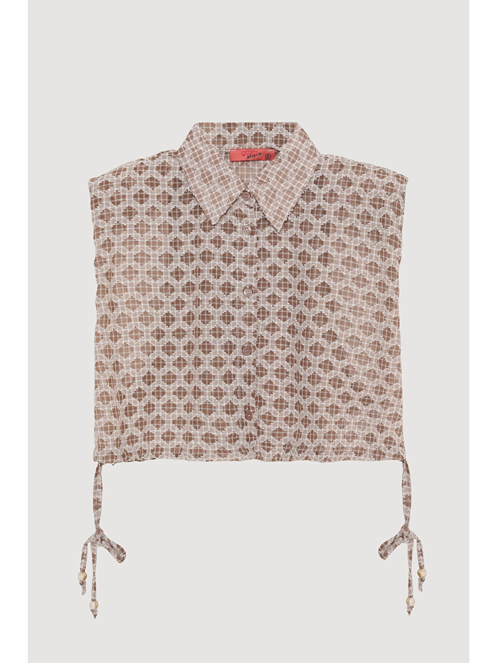 Düğmeli Dokulu Kolsuz Gömlek Kahverengi