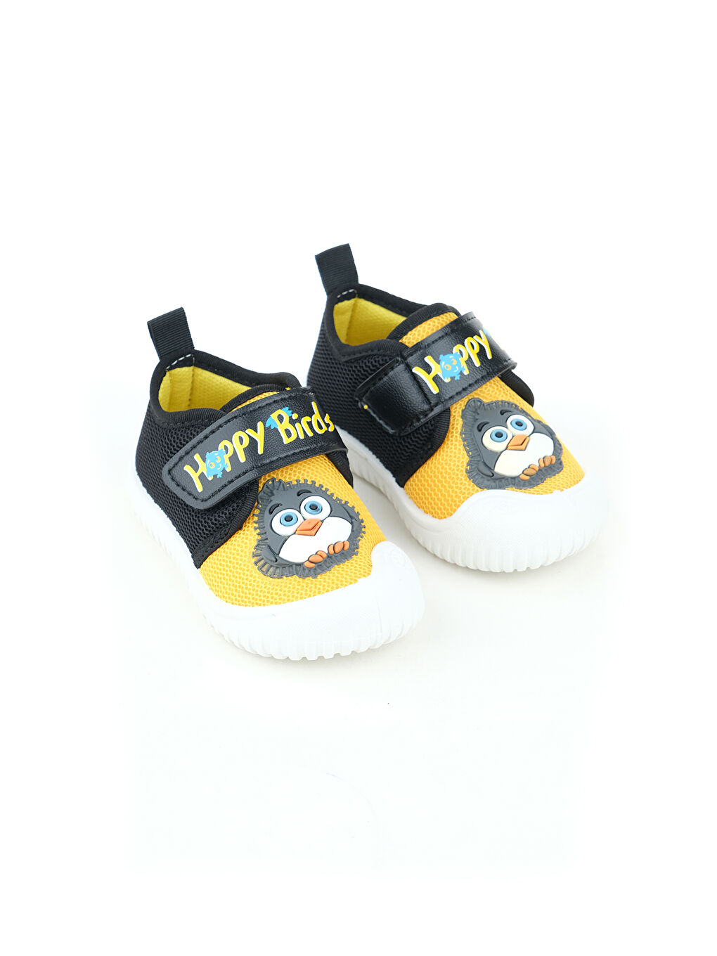 Siyah Yazlık Bebe Erkek Keten Happy Bird Cırt Cırtlı Ayarlanabilir Ayakkabı-2