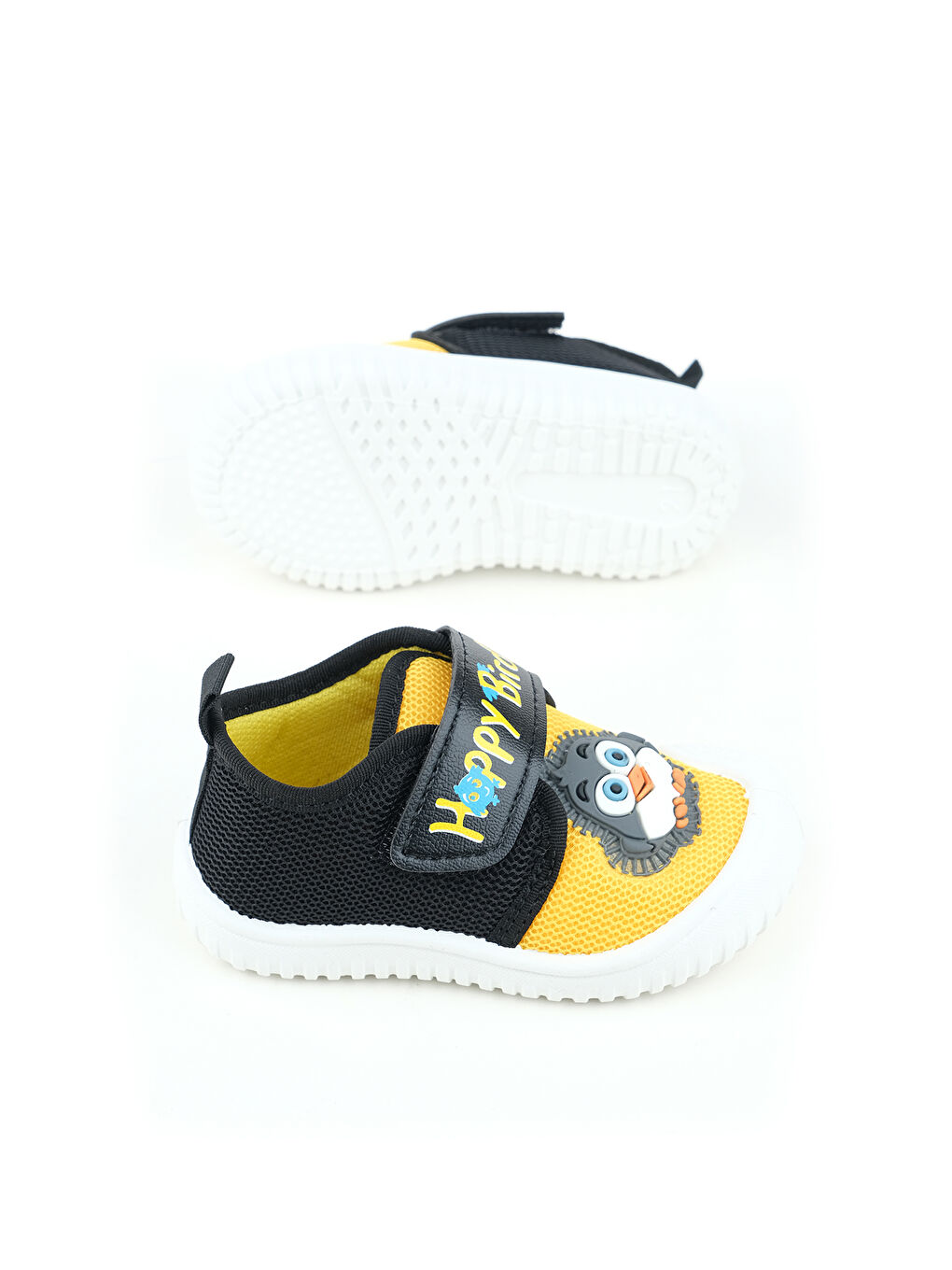 Siyah Yazlık Bebe Erkek Keten Happy Bird Cırt Cırtlı Ayarlanabilir Ayakkabı-4