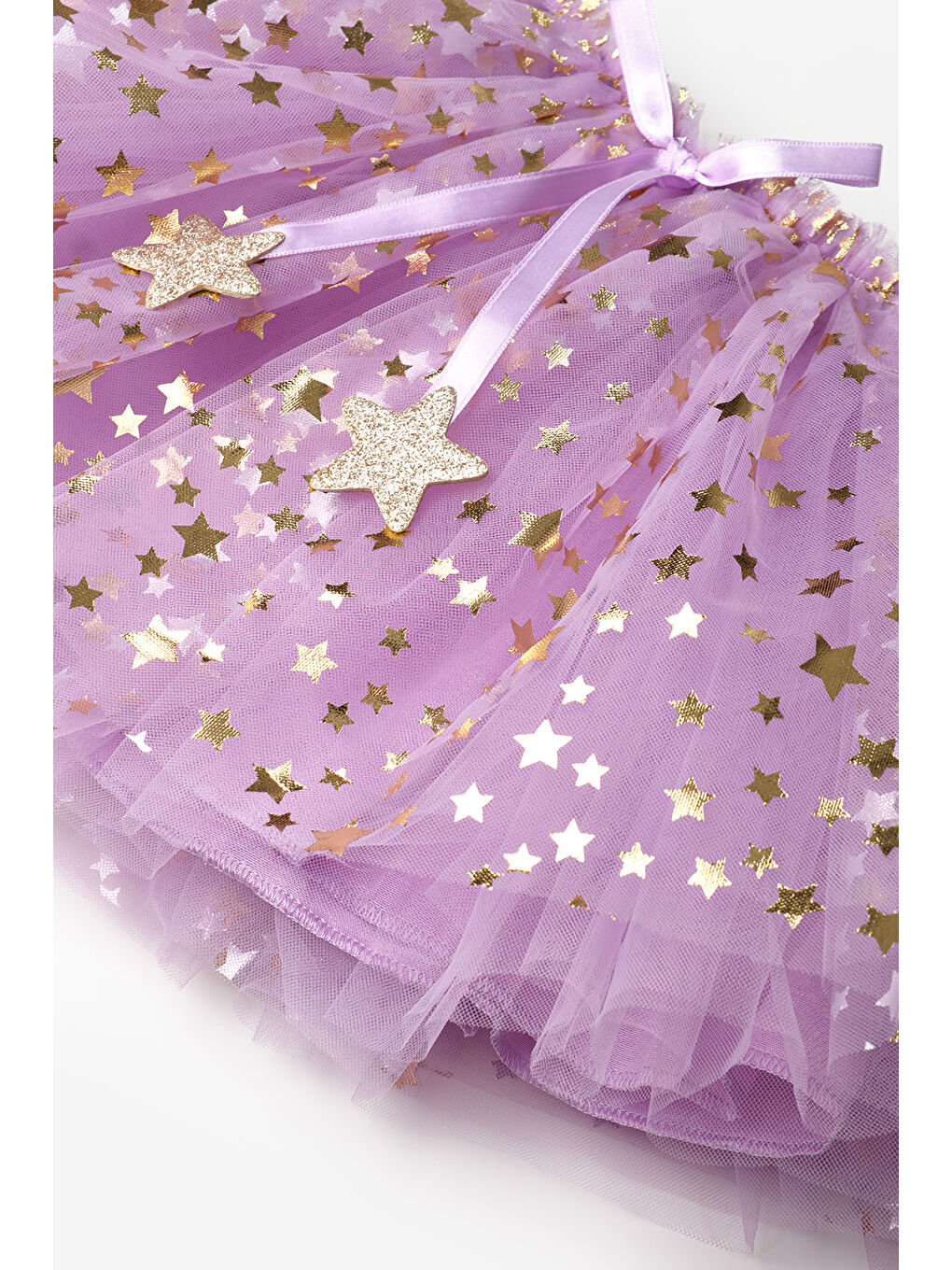 Lila Yıldızlı Fiyonk Detaylı Kız Çocuk Tül Etek - Aster-6
