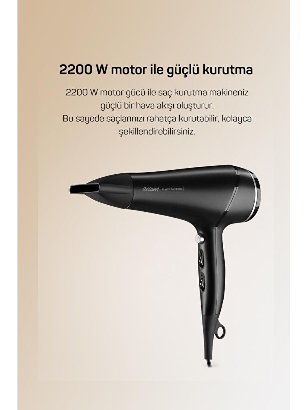 ARZUM Renksiz AR5099 Black Motion Saç Kurutma Makinesi - 3