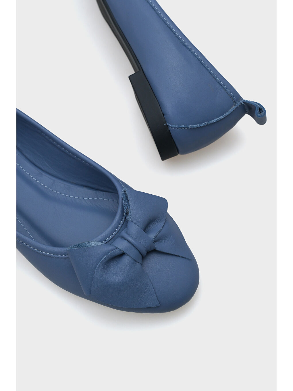 Mavi Bliss Kadın Hakiki Deri Fiyonk Aksesuarlı Babet-3