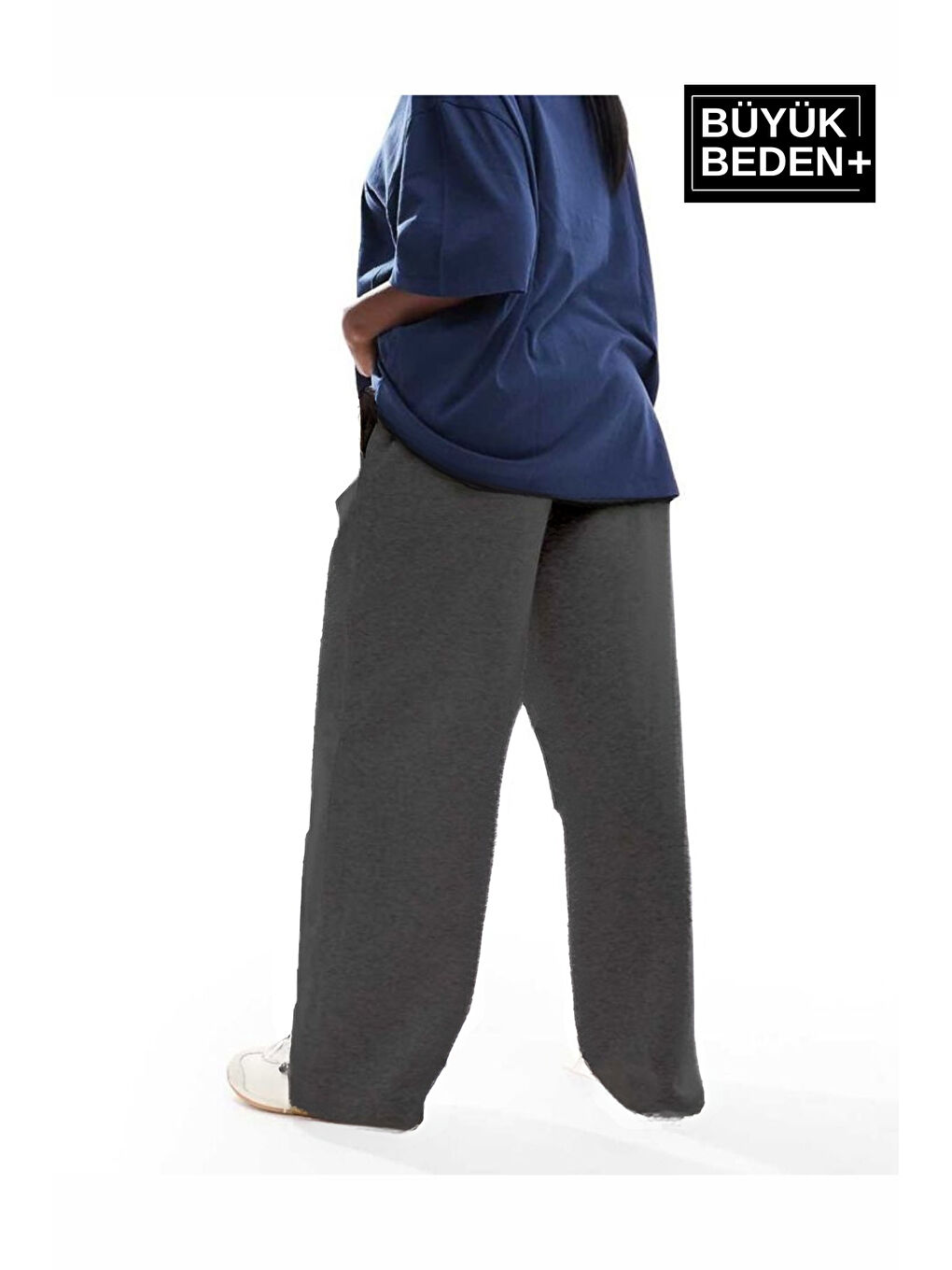 Gri Kadın Büyük Beden Buyuk Brooklyn Baskılı İnce Eşofman Altı SPR25BEAK50-1