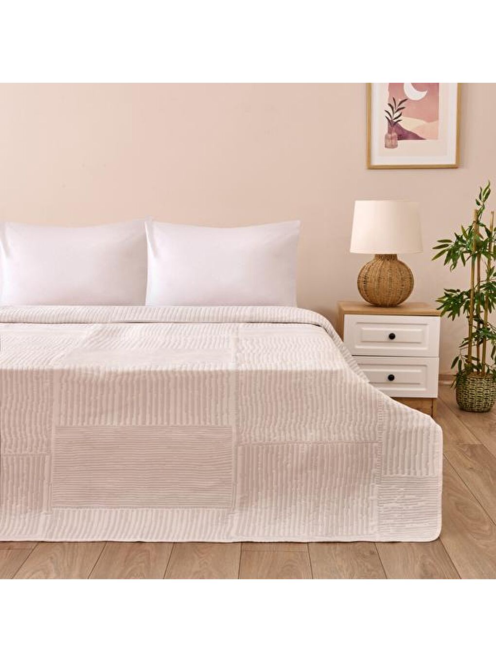 Soft Arven Tek Kişilik Yatak Örtüsü - Beyaz - 180x240 cm