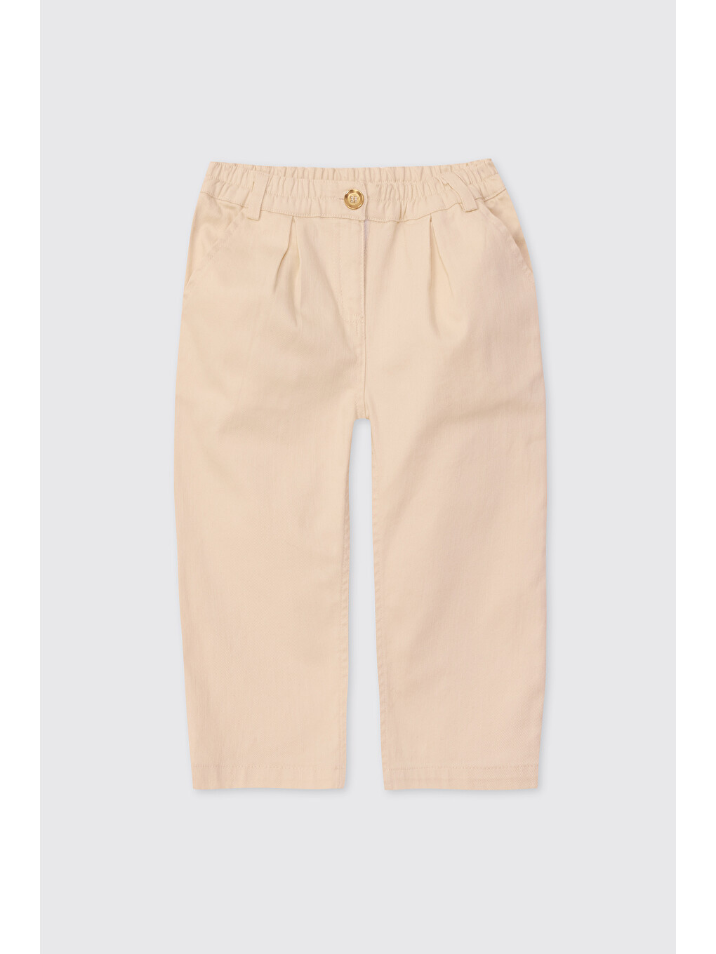 Kız Bebek Beli Lastikli Cepli Bej Pantolon